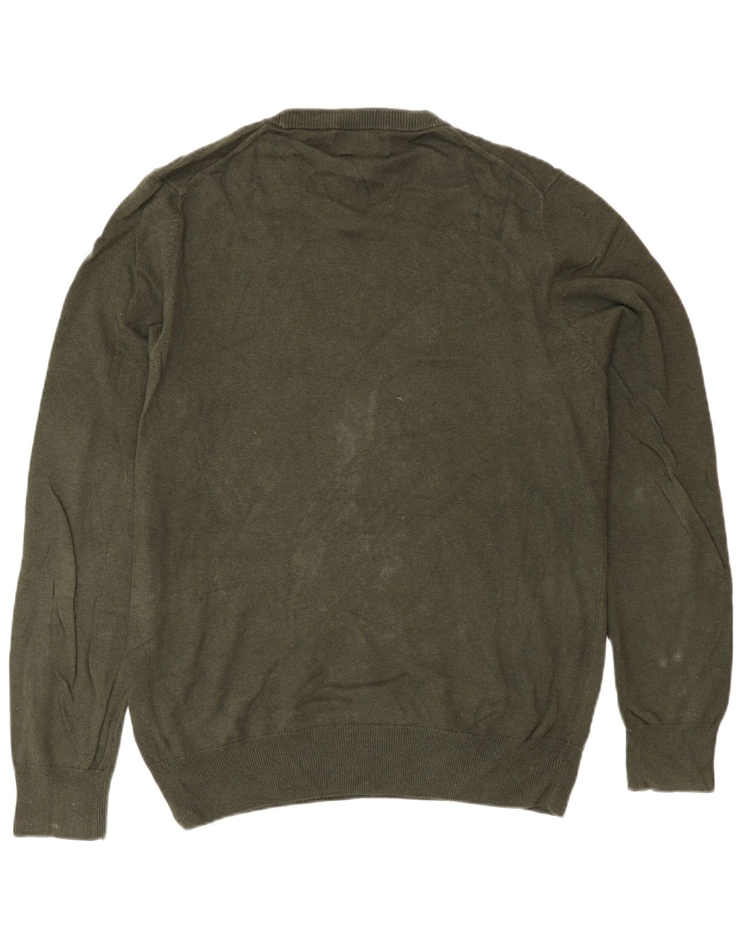Marks & Spencer Herren-Pullover mit Rundhalsausschnitt, mittlere Khaki-Baumwolle