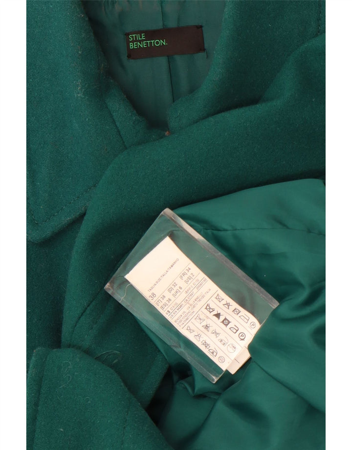 Benetton Damenmantel UK 6 XS Grüne Wolle