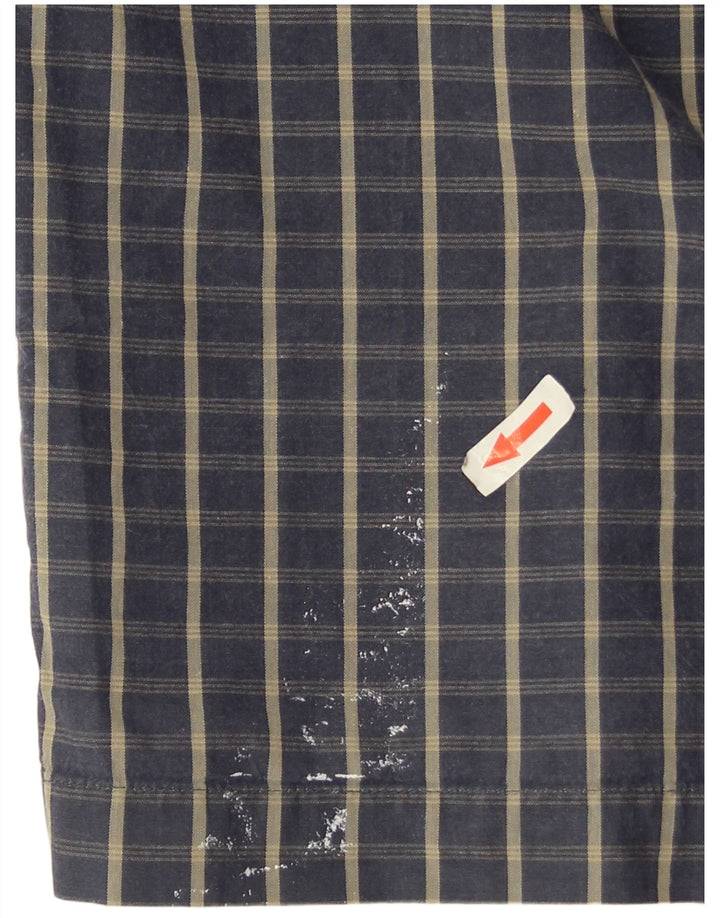 Dickies Herren-Kurzarmhemd aus mittelblauer Baumwolle mit Karomuster in Marineblau
