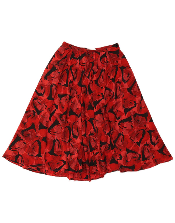 Vintage Damen Faltenrock mit abstraktem Muster IT 42 Medium W26 Red Classic