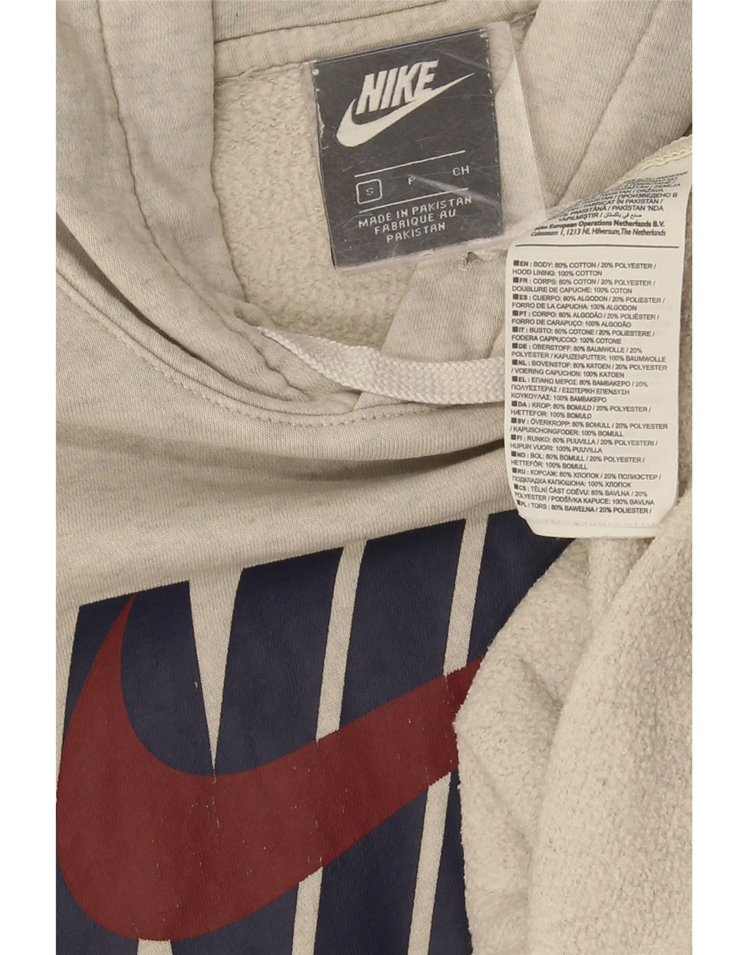 Nike Herren-Kapuzenpullover mit Grafik, Größe S, graue Baumwolle
