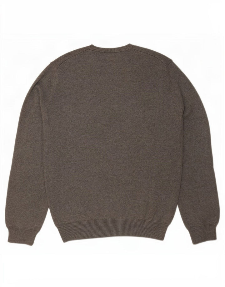 Marks & Spencer Herren Blauer Harbour-Pullover mit V-Ausschnitt aus mittelgrauer Baumwolle