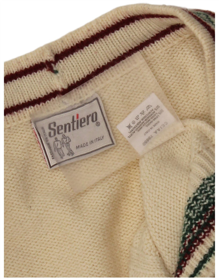 Vintage Herren Cardigan Pullover IT 52 Große Beige Wolle