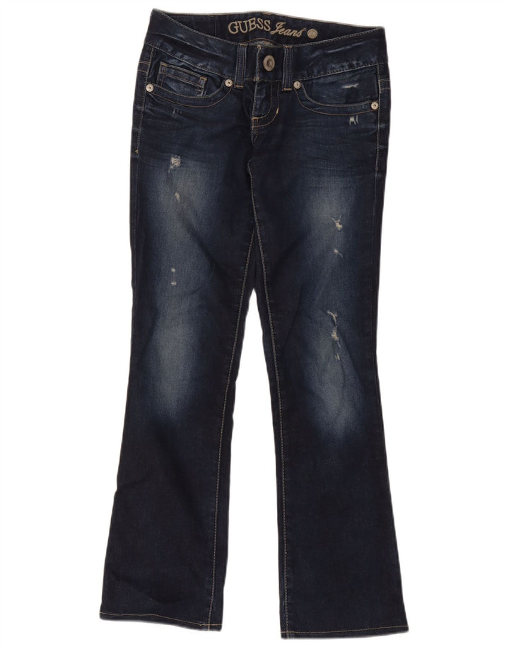 Guess Damen Distressed Bootcut Jeans W28 L28 Marineblaue Baumwolle