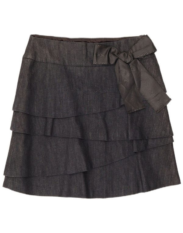 Max & Co. Damen Mini-Stufenrock UK 12 Medium W32 Marineblaue Baumwolle