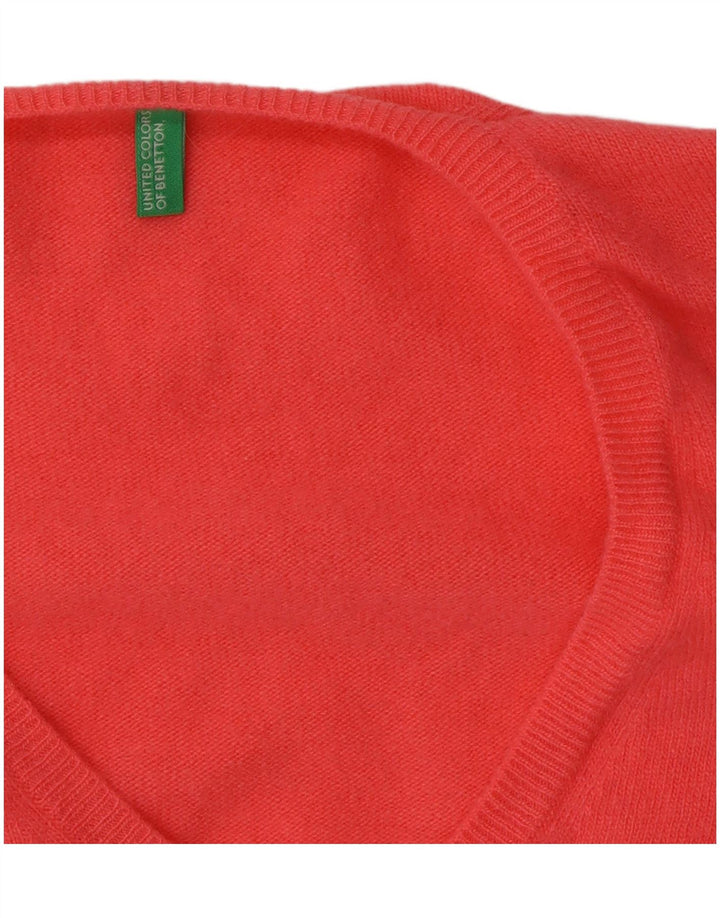 Benetton Damen-Pullover mit V-Ausschnitt, Gr. 12, Mittelrosa