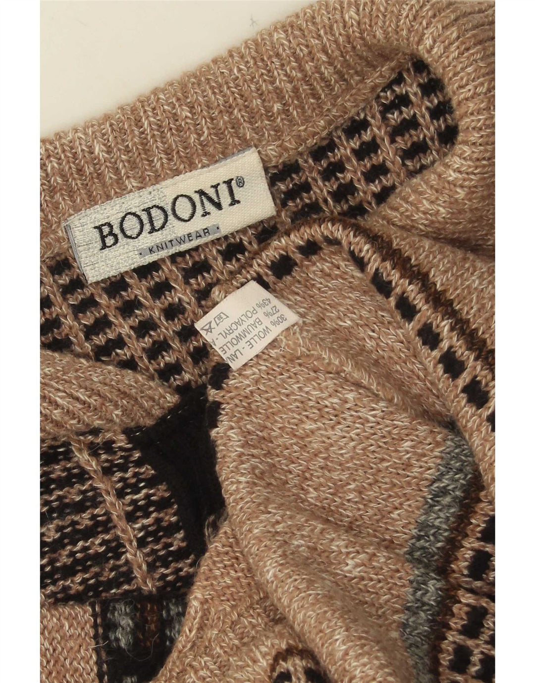 Bodoni Herren Rollkragenpullover Pullover XL Beige Wolle
