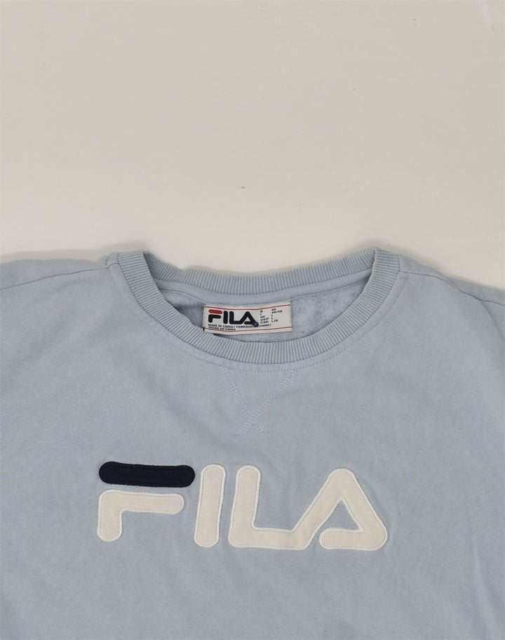 FILA Womens Sweatshirt Jumper UK 14 Large Blue Cotton | Vintage Fila | Thrift | Second-Hand Fila | Used Clothing | Messina Hembry 