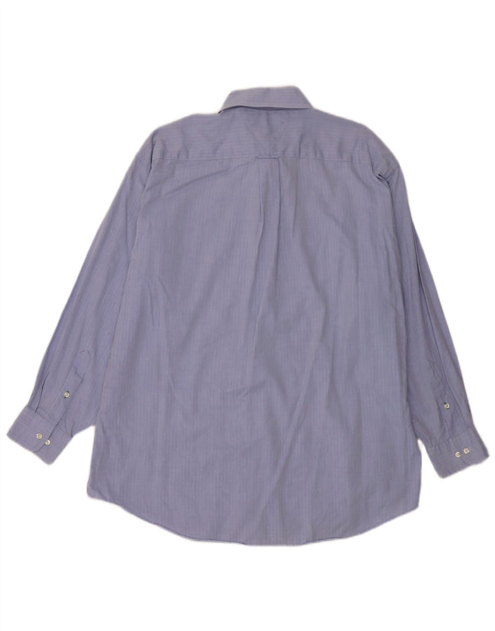 Tommy Hilfiger Herrenhemd, Größe 16, groß, blaue Herringbone-Baumwolle