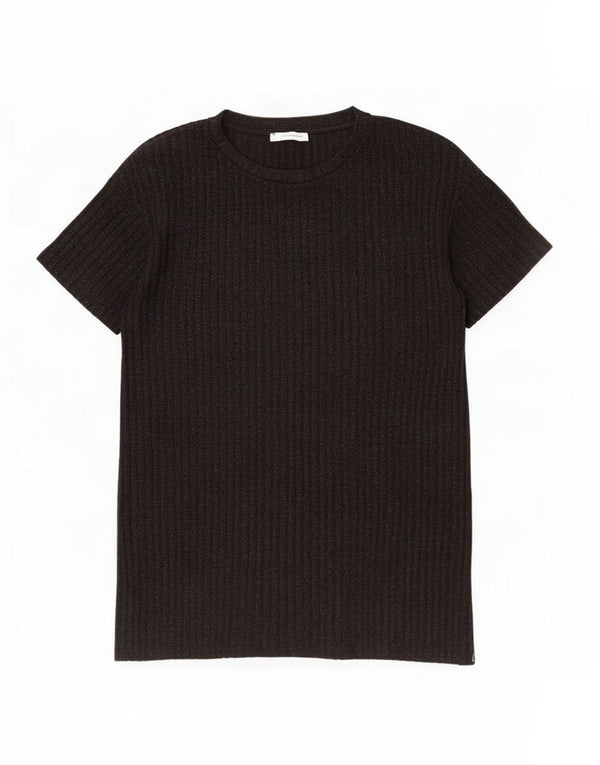 Zara Damen T-Shirt Top UK 10 Small Schwarz geflecktes Polyester