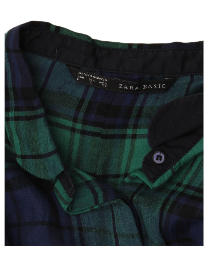 Zara Damen Flanellhemd UK 16 Large Green Check