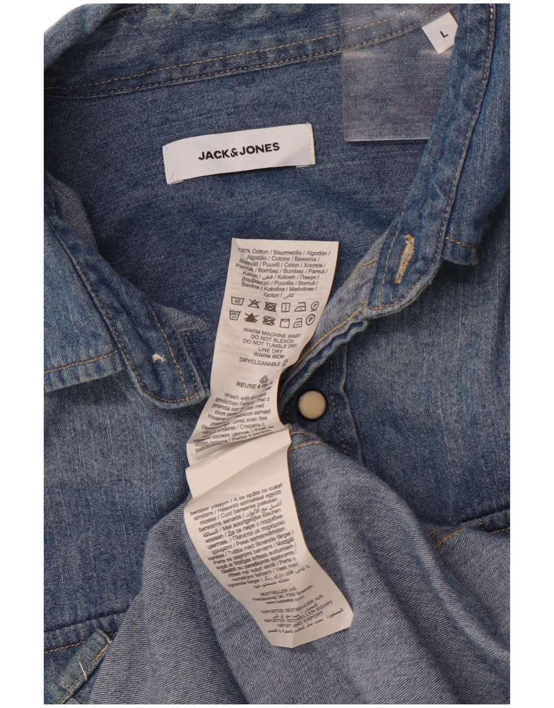 JACK & JONES Herren-Jeanshemd, große blaue Baumwolle