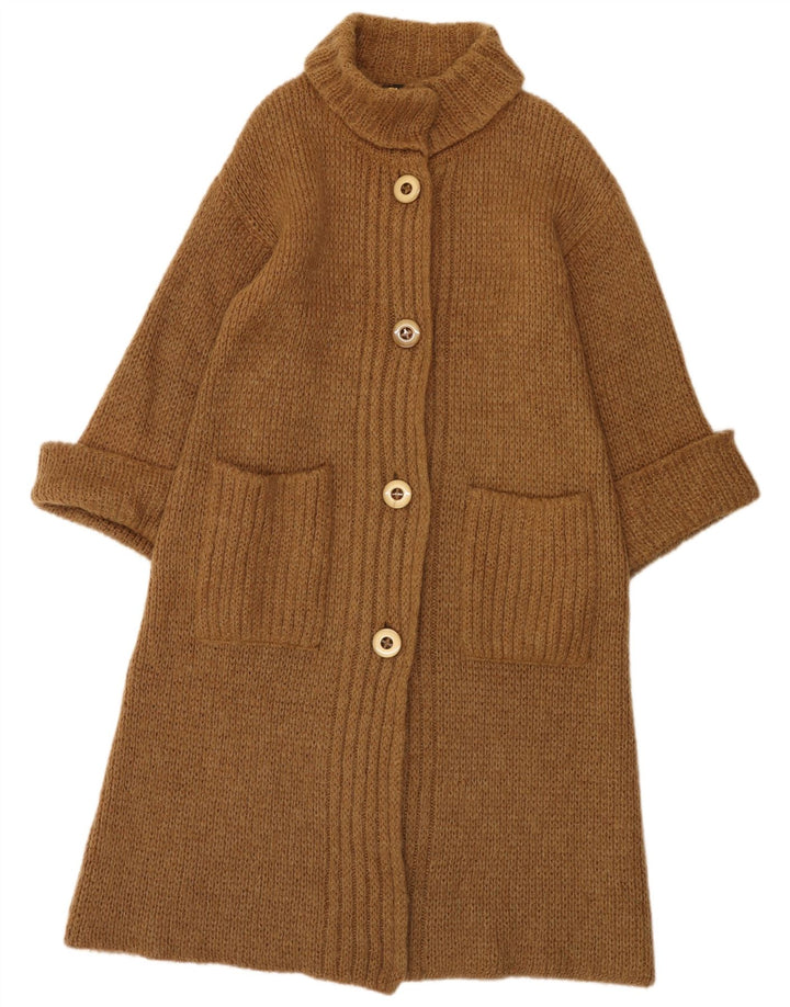 Vintage Damen Longline Cardigan Pullover IT 42 Mittelbraun