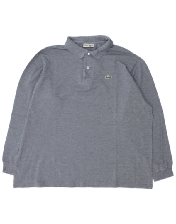 Lacoste Herren-Langarm-Poloshirt, Größe 7 2XL, graue Baumwolle