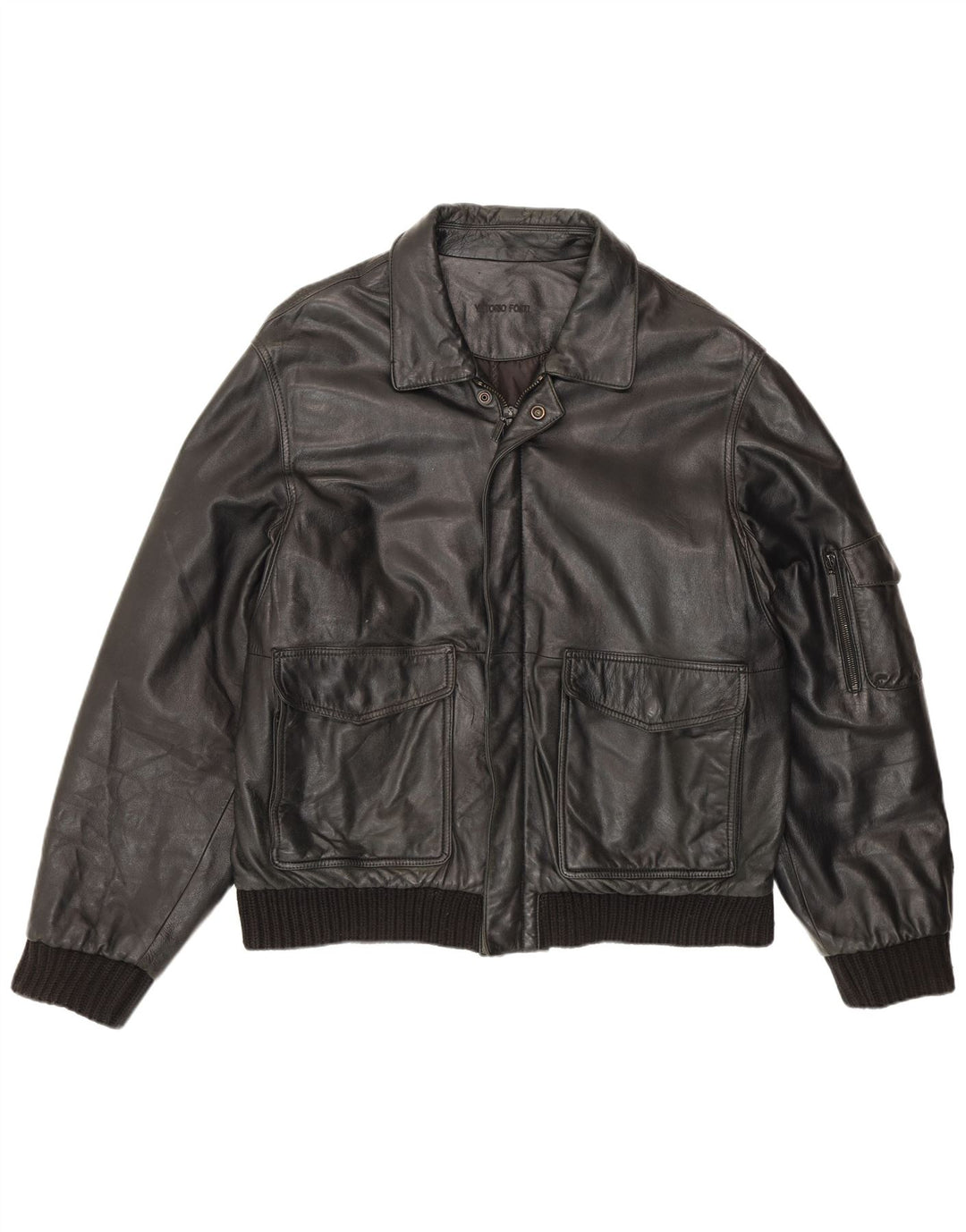 Vittorio Forti Herren Leder Bomberjacke IT 50 Large Schwarz
