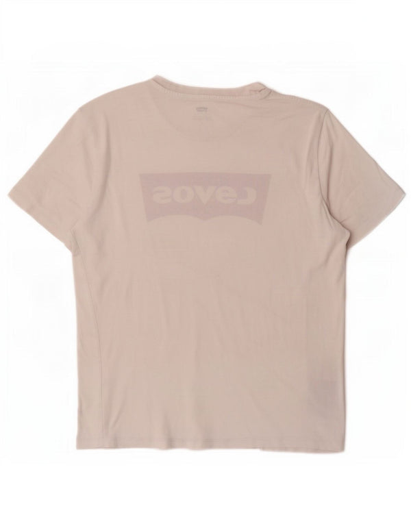 Levi's Womens Graphic T-Shirt Top UK 14 Mittelweiße Baumwolle