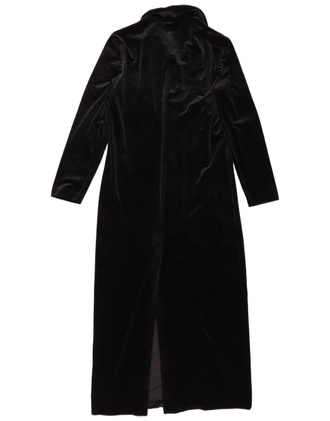 VINTAGE Damen Velours-Hemdkleid UK 10 Small Schwarz Polyester