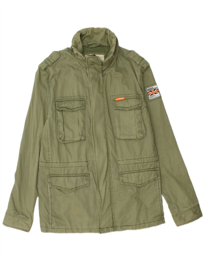 SUPERDRY Herren-Militärjacke, UK 38, mittelgrüne Baumwolle