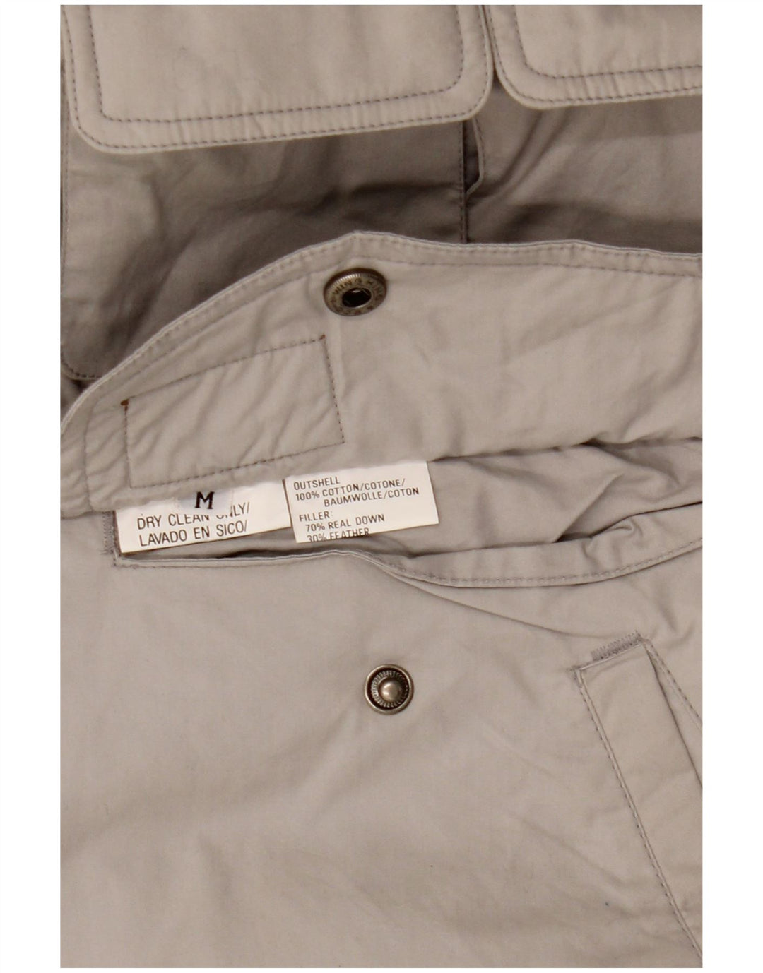 Vintage Herren Kapuzenjacke, wendbar, wattiert, UK 38, mittelgraue Baumwolle