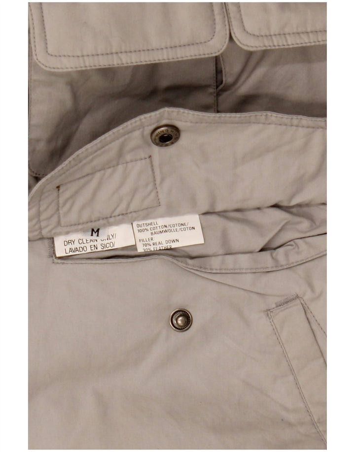 Vintage Herren Kapuzenjacke, wendbar, wattiert, UK 38, mittelgraue Baumwolle