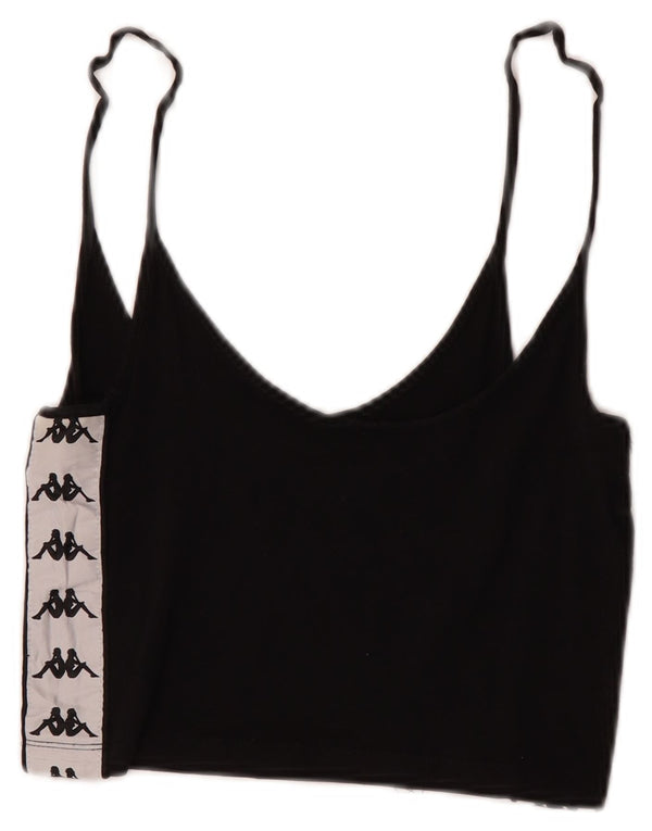 Kappa Womens Graphic Crop Cami Top UK 4 XS Schwarz Colourblock Baumwolle