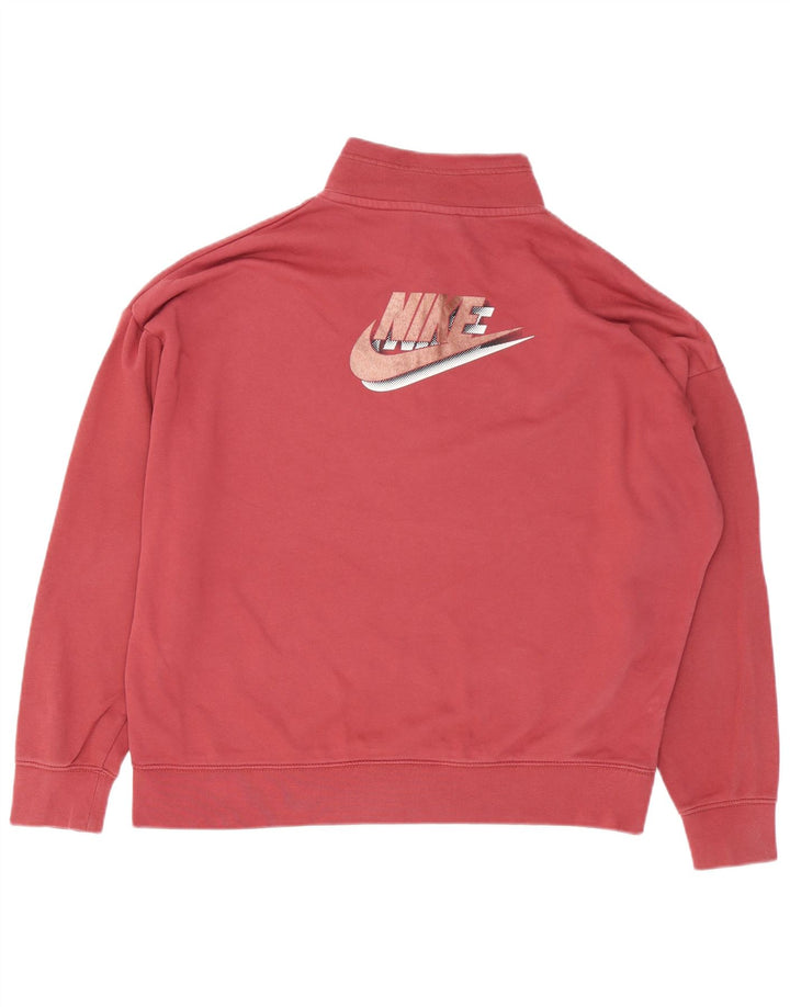 NIKE Damen-Sweatshirt in Übergröße mit Grafik und Reißverschluss am Hals, Gr. 16, Rot