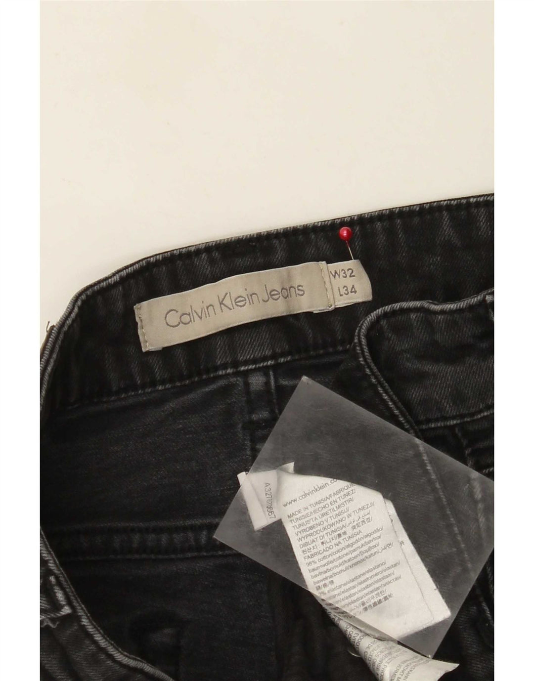 Calvin Klein Damen Slim Jeans W32 L34 Schwarze Baumwolle