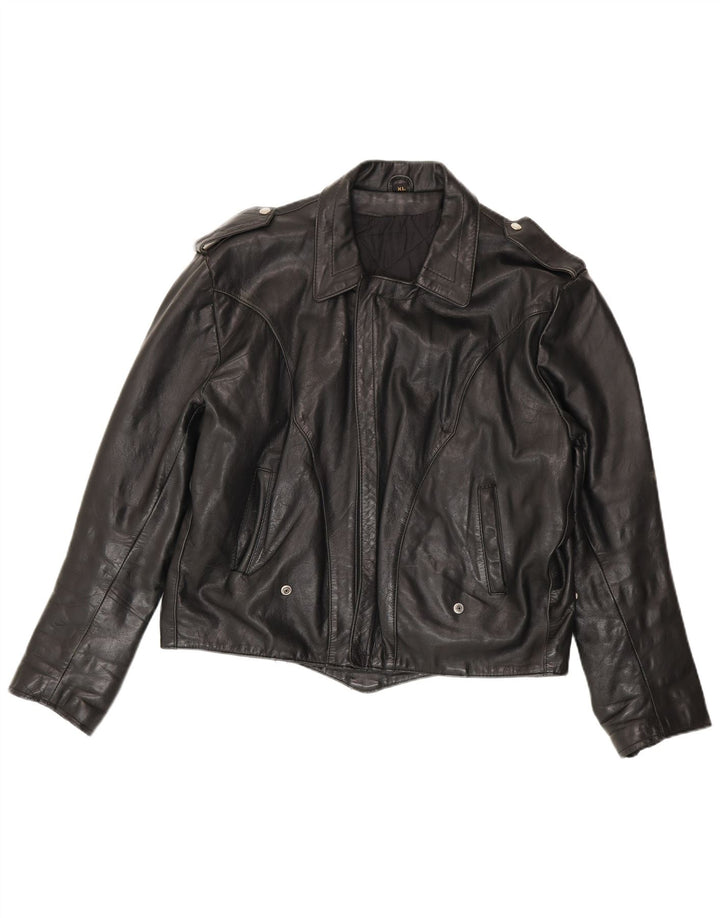 Vintage Herren Militärlederjacke UK 42 XL Schwarz