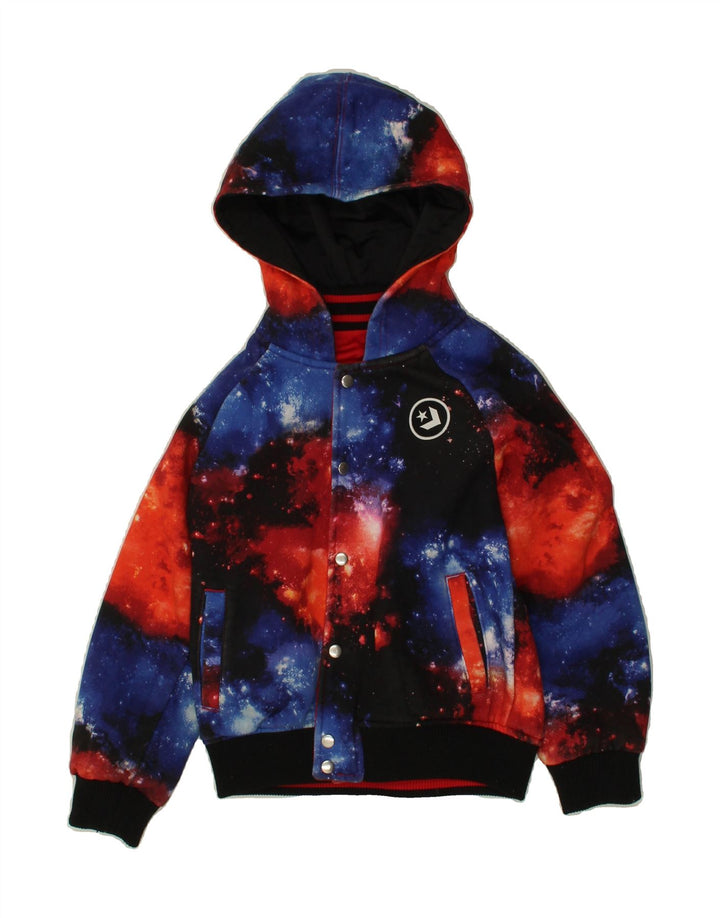 CONVERSE Boys Hooded Graphic Reversible Jacket 5-6 Years Red Colourblock Vintage Converse and Second-Hand Converse from Messina Hembry 