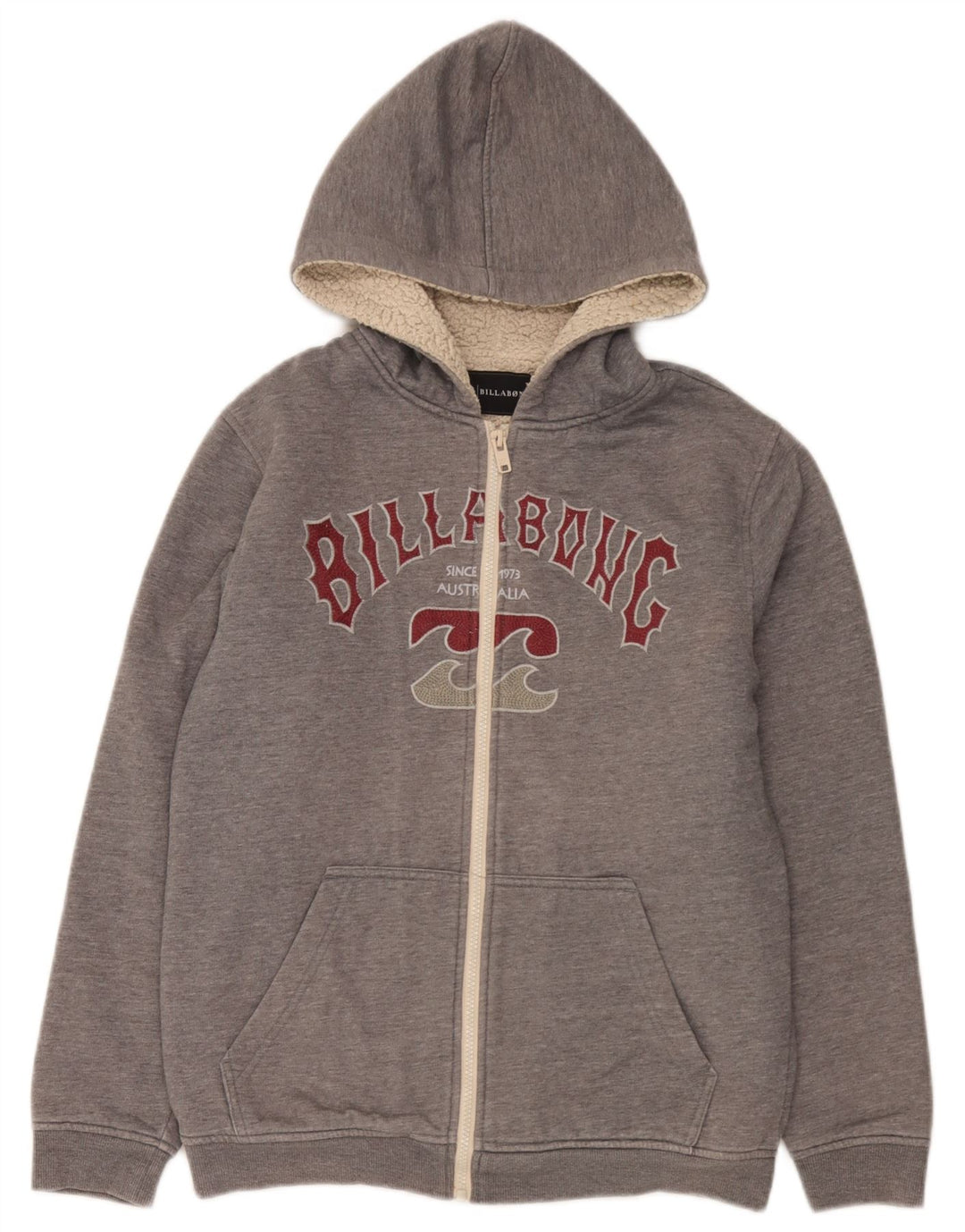 Billabong Jungen-Kapuzenpullover mit grafischem Reißverschluss, 15–16 Jahre, graues Polyester