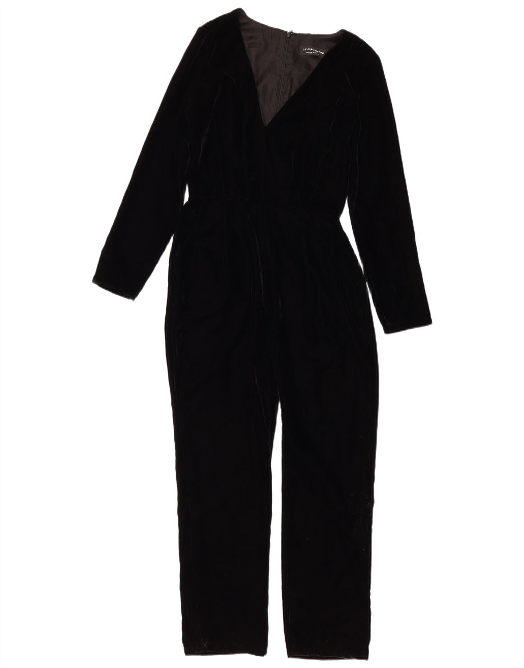 Le Piacentini Damen-Jumpsuit aus Samt mit langen Ärmeln, EU 38, Mittelschwarz