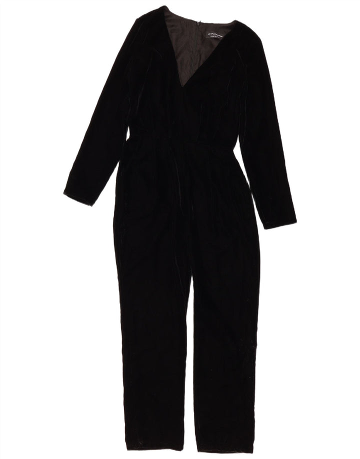 Le Piacentini Damen-Jumpsuit aus Samt mit langen Ärmeln, EU 38, Mittelschwarz