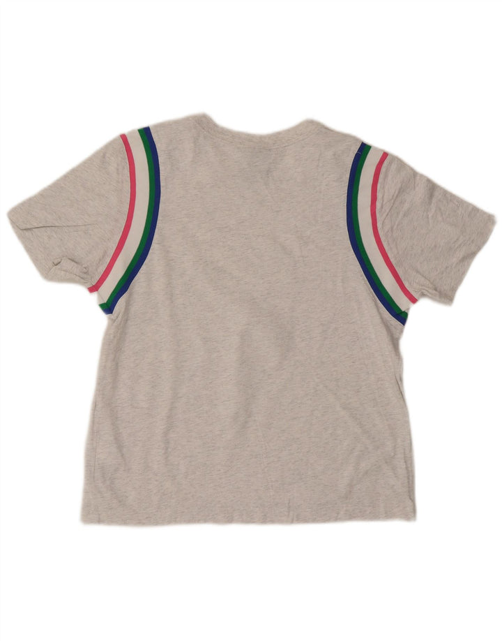 Nike Damen T-Shirt Top UK 14 Mittelgrau gestreift aus Baumwolle
