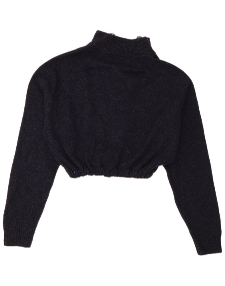 Marks & Spencer Damen-Pullover, bauchfrei, mit Reißverschluss, Gr. 14, mittleres Marineblau