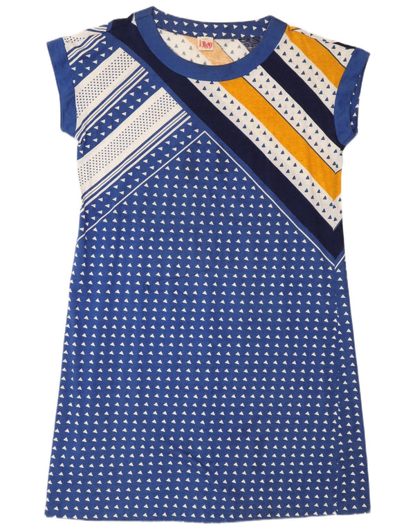 Romy Damen T-Shirt-Kleid UK 18 XL Blaues geometrisches Polyamid