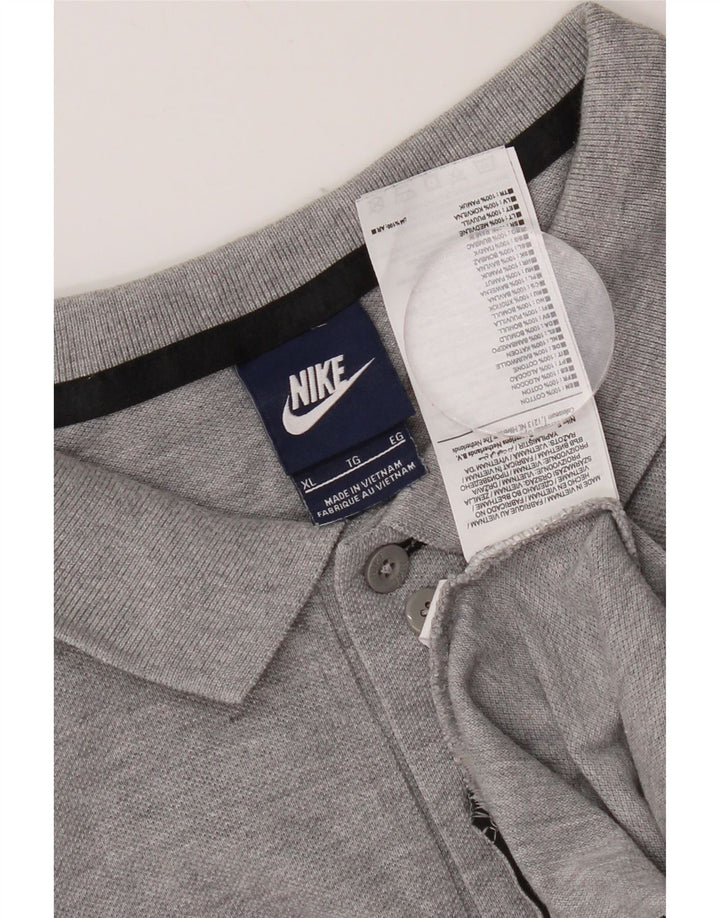 Nike Herren-Poloshirt XL aus grau gefleckter Baumwolle