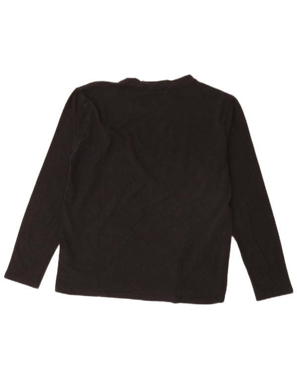 Trussardi Jeans Damen Top Langarm UK 14 Mittelschwarze Baumwolle