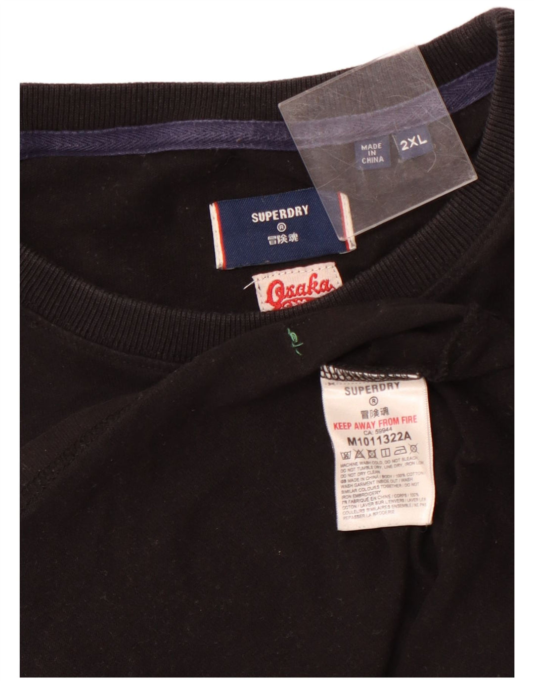 SUPERDRY Herren Grafik-T-Shirt-Oberteil 2XL aus schwarzer Baumwolle