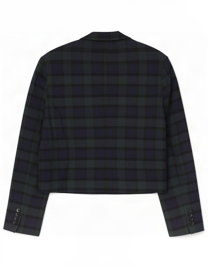 Vintage Damen 2-Knopf-Blazerjacke UK 14 Mittelgrün kariert