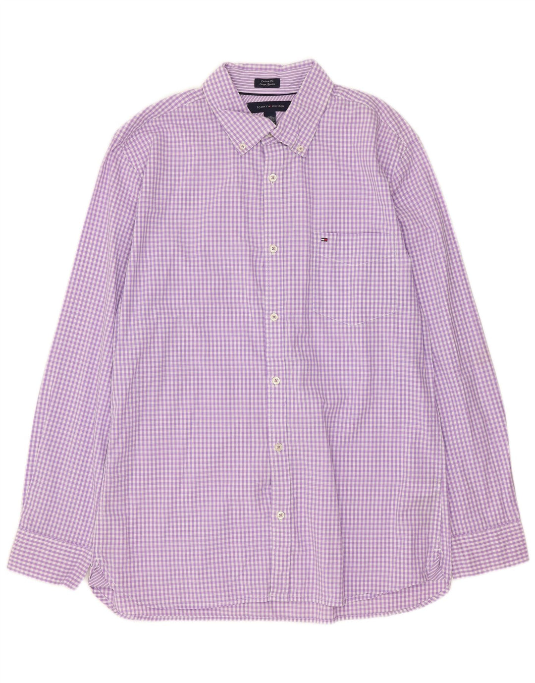 Tommy Hilfiger Herren-Hemd mit individueller Passform, groß, violett, Gingham-Baumwolle