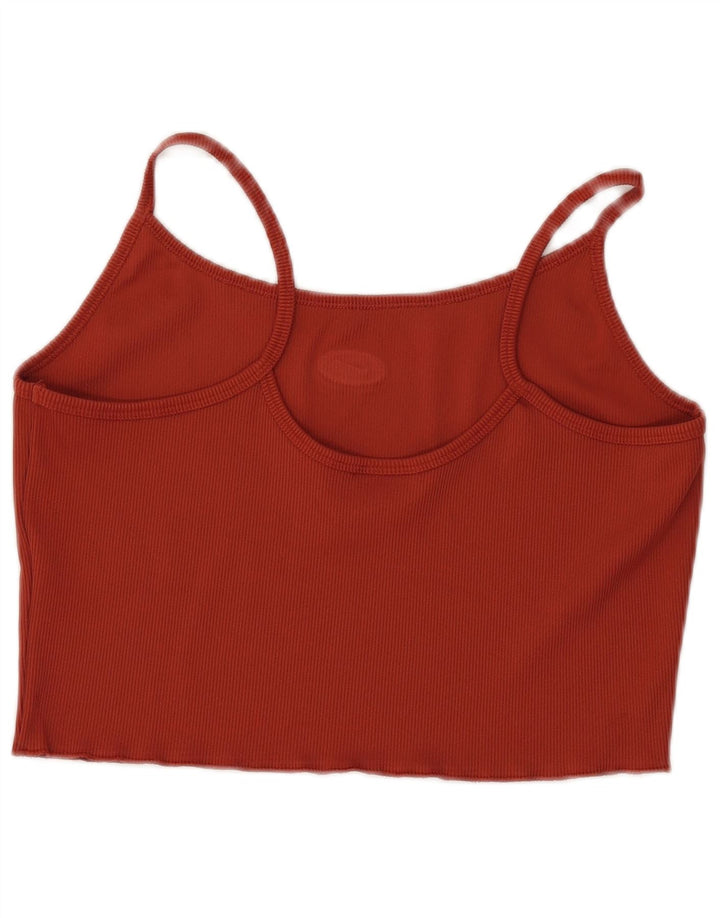 NIKE Damen Crop Cami Top UK 14 Large Kastanienbraunes Polyester