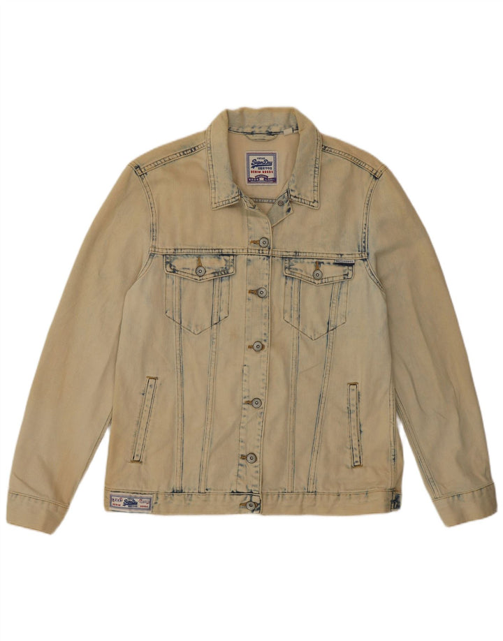 SUPERDRY Damen Jeansjacke UK 10 Small Beige Baumwolle