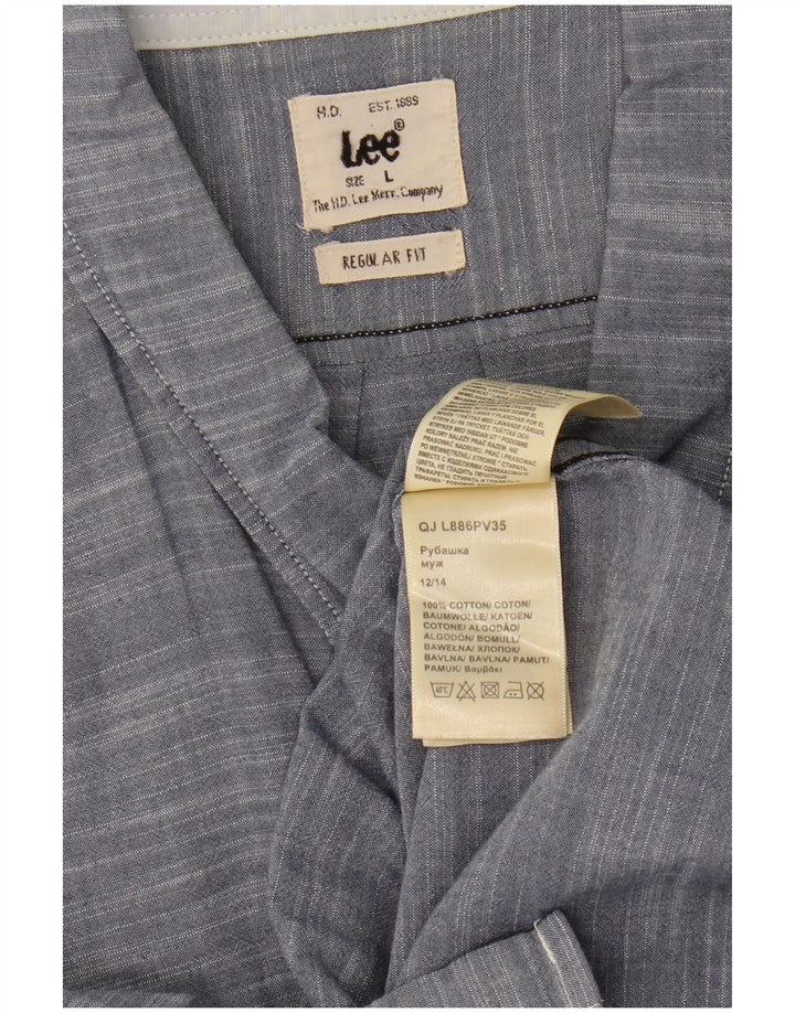 Lee Herren-Hemd, kurzärmelig, normale Passform, groß, blau meliert, Baumwolle