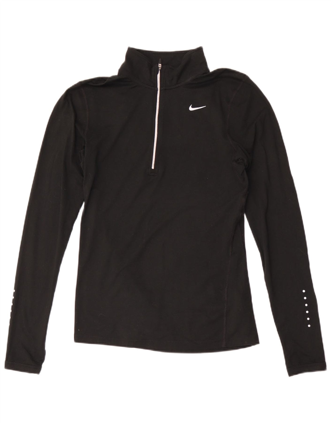 Nike Womens Dri Fit Zip Neck Pullover Trainingsanzug Top UK 10 Small Schwarz