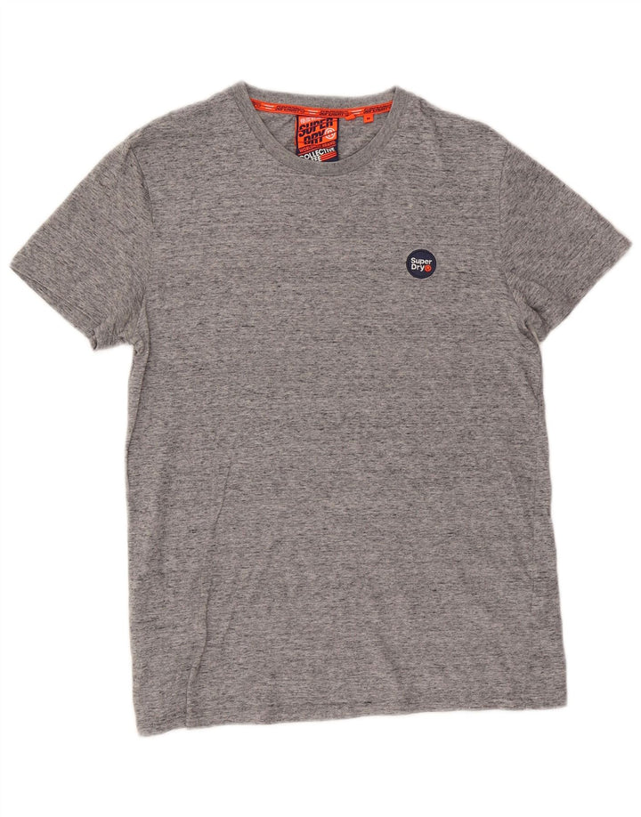 Superdry Herren T-Shirt-Oberteil aus mittelgrau gefleckter Baumwolle