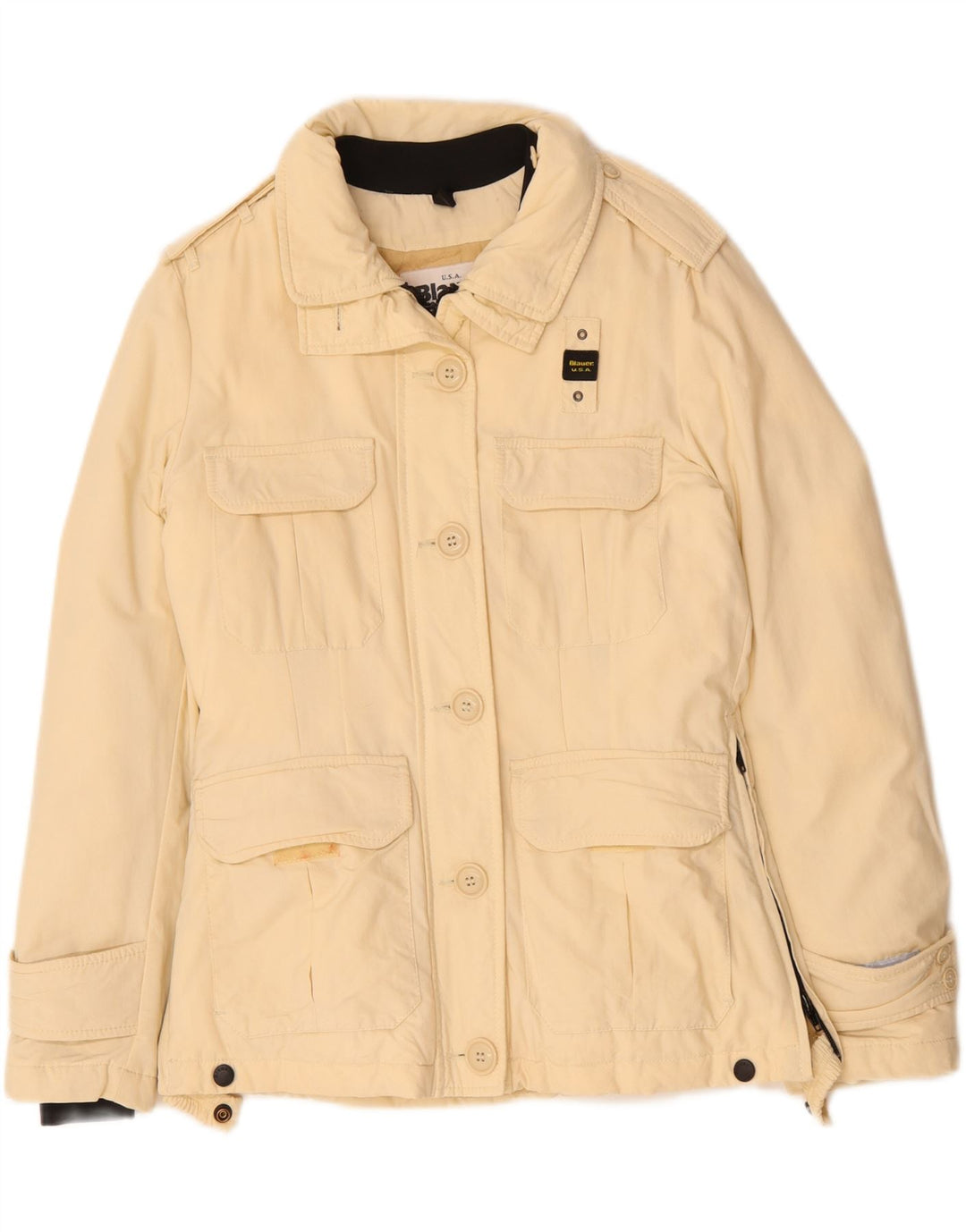 Blauer Damen Übergroße Militärjacke UK 10 Small Beige