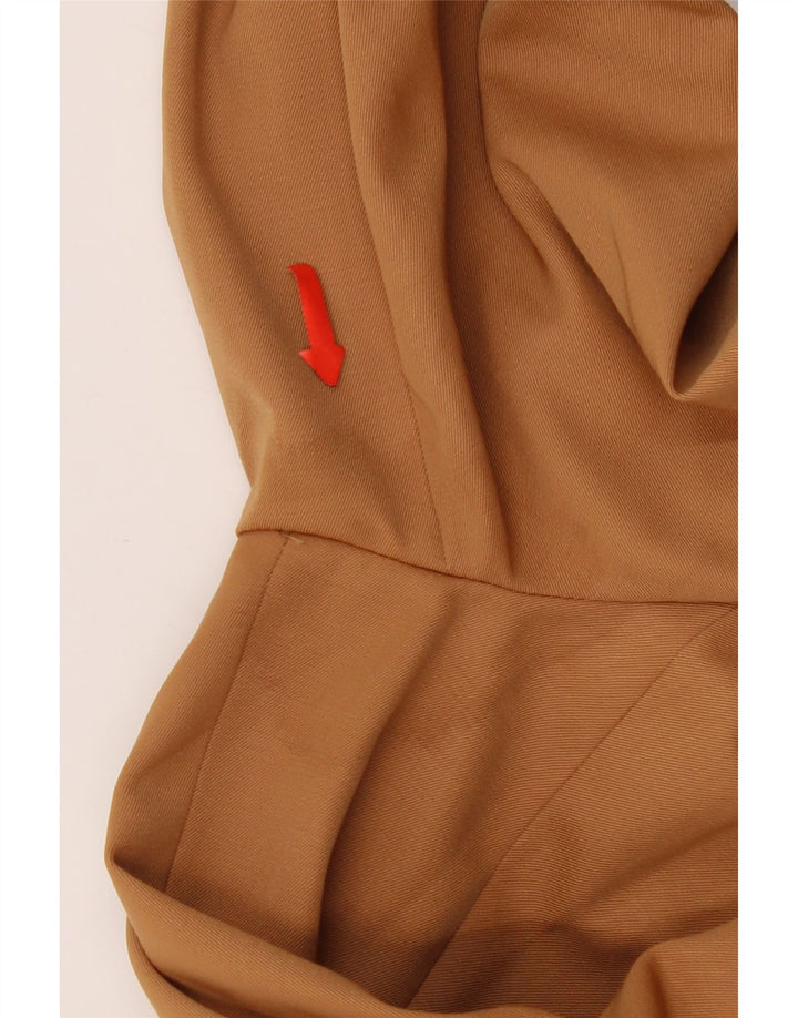 Vintage Damen 3 Knopf 3/4 Ärmel Blazer Jacke IT 42 Mittelbraun Rayon