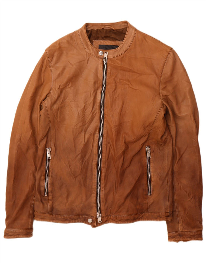 LIU JO Womens Leather Jacket UK 14 Large Brown Leather