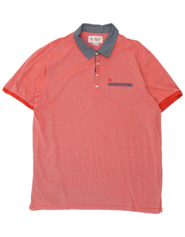 Penguin Herren Poloshirt XL Roter Nadelstreifen