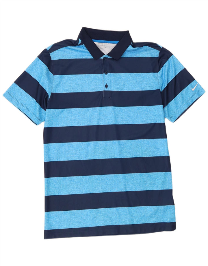 Nike Herren Dri Fit Standard Poloshirt, klein, blau gestreift, Polyester